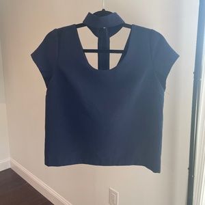Lisa and Lucy Cap Sleeve Navy Choker Top - XS